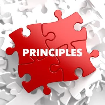 Principles - Concept on Red Puzzle. Stock Illustration