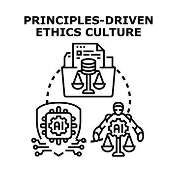 Principles driven ethics culture artificial intelligence concept Stock Illustration