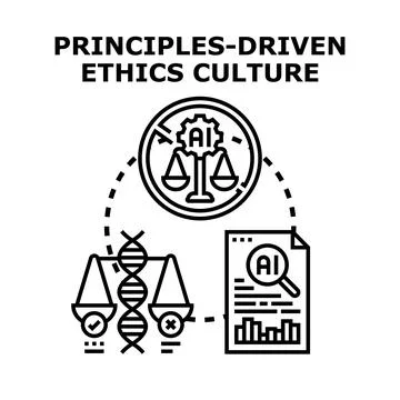 Principles driven ethics culture guiding ai development Stock Illustration