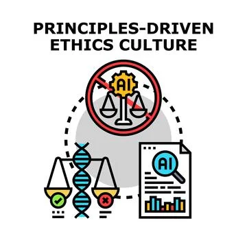 Principles driven ethics culture guiding ai development Stock Illustration