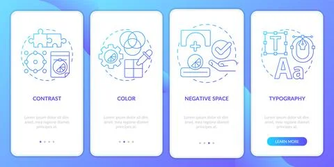 Principles of graphic design blue gradient onboarding mobile app screen 스톡 일러스트