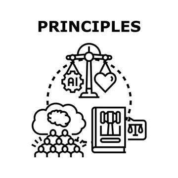 Principles guiding artificial intelligence ethics and decision making 스톡 일러스트