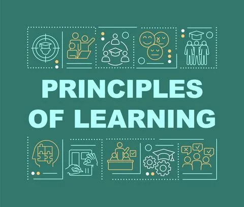 Principles of learning word concepts dark green banner Stock Illustration