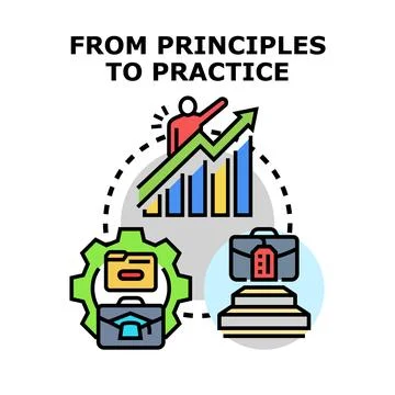 Principles to practice business development concept Stock Illustration