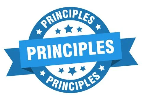 Principles round ribbon isolated label. principles sign Stock Illustration