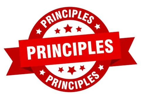 Principles round ribbon isolated label. principles sign Stock Illustration