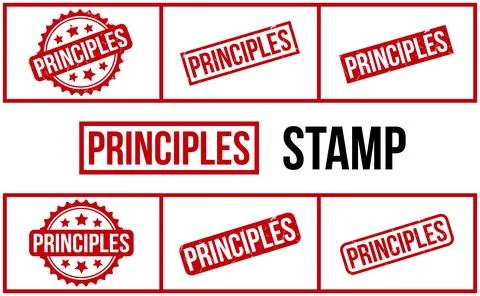 Principles Rubber Stamp Set Vector Stock Illustration