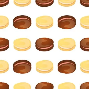 PrinSeamless pattern with colorful macaroon on white. Vector Stock Illustration