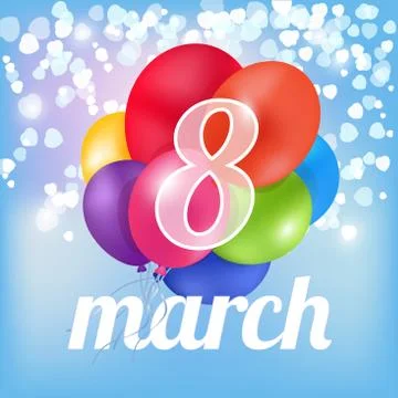 Print 8 march ballons Stock Illustration