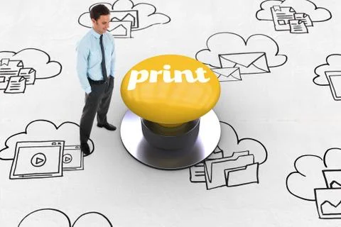 Print against yellow push button Stock Illustration