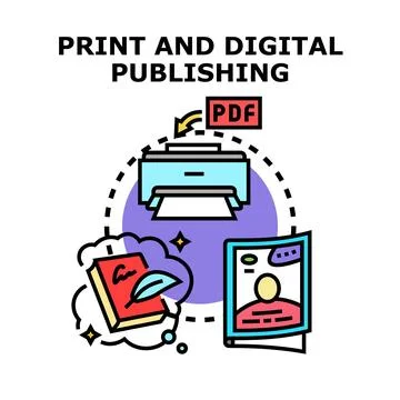 Print and digital publishing creative vector concept illustration Illustrazione stock