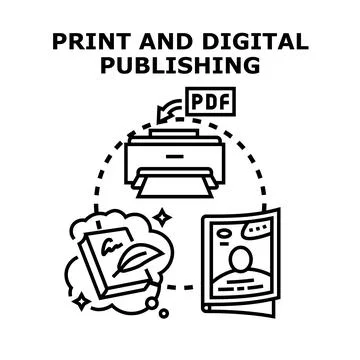 Print and digital publishing creative vector concept illustration Stock Illustration