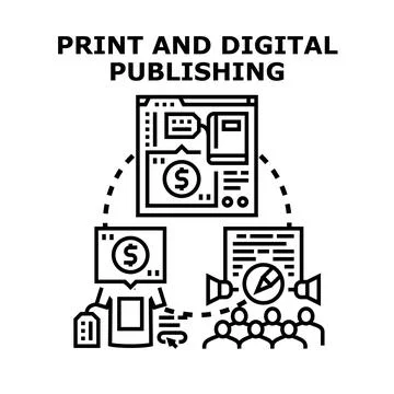 Print and digital publishing cycle marketing content creation 스톡 일러스트