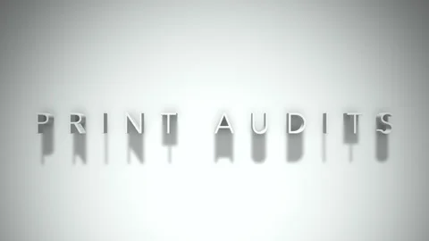 Print audits 3D title animation white text on a white background Stock Footage 299376763