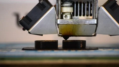 Print black details on the printer 3D close-up. Stock Footage 71313615