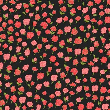 Print with blooming roses. Vector seamless floral pattern. Floral design fo.. Stock Illustration