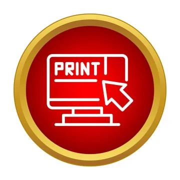 Print button clicking on computer screen icon イラスト素材