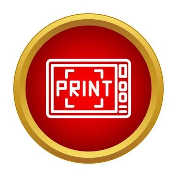 Print button icon on red gold circle Stockillustratie