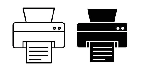 Print button icon. Style is flat and line symbol Stock Illustration