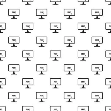 Print button on monitor pattern, simple style Stock Illustration
