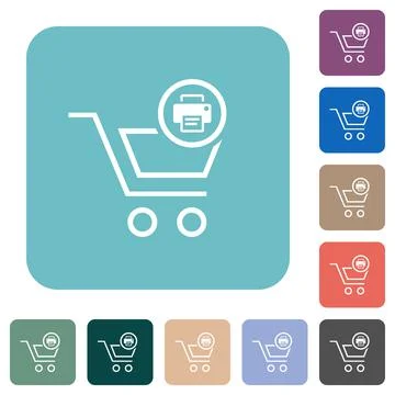 Print cart items rounded square flat icons イラスト素材