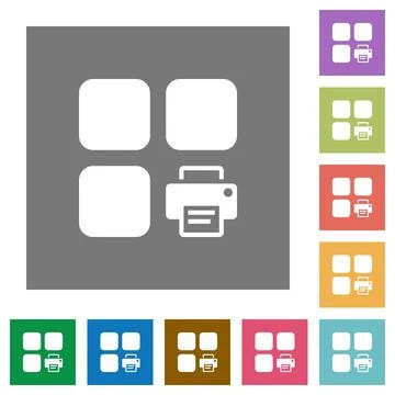 Print component square flat icons イラスト素材