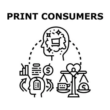 Print consumers decision making process concept Illustrazione stock