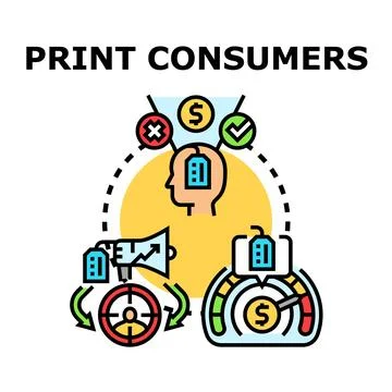 Print consumers marketing strategy thinking about price Иллюстрация