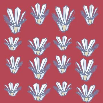 Print crystals, liquid crystals, solid crystals, crystals with coral., crystals  Stock Illustration