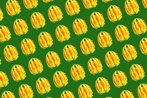Print decorative pumpkin large format deep green background Foto stock