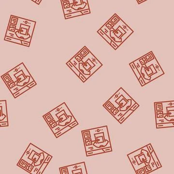 Print on demand line vector seamless pattern Stock Illustration