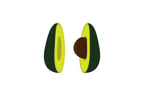 Print design of avocado halves with pit. Stock Illustration