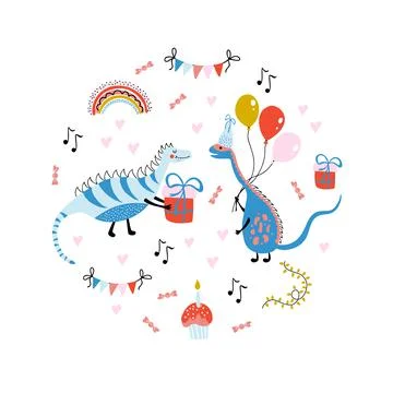 Print with dinosaurs Stock Illustration