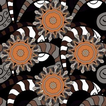 Print. Flat elements. Doodles orange, black and gray on colors. Vector. Nice fab イラスト素材