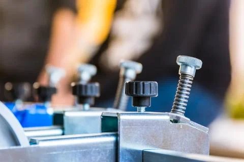 Print Folding Machine Paper Adjustment Screws Machinery Industrial Spring Tec Stock-Fotos