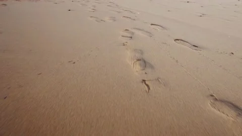Print foot on the beach Stock Footage 168327305