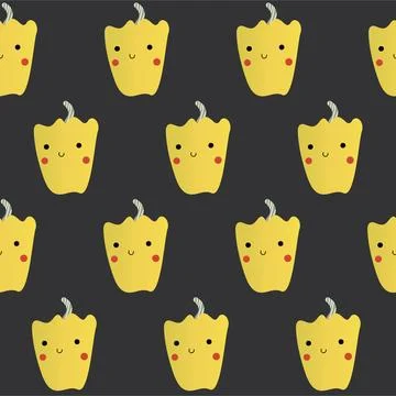 Print in the form of yellow pepper on a dark background. wallpaper or backg.. Illustrazione stock
