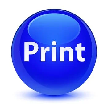 Print glassy blue round button Stock Illustration