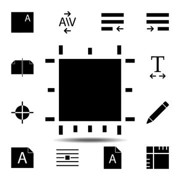 Print guides, text icon. Simple glyph, flat vector of Text editor set icons f Stock Illustration