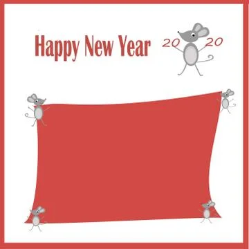 Print. Happy New Year. Vector illustration from 2020 and rat. zodiac sign Stock Illustration