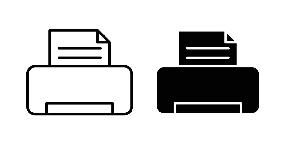 Print icon black vector isolated on white Illustrazione stock