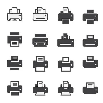 Print  icon set Stock Illustration