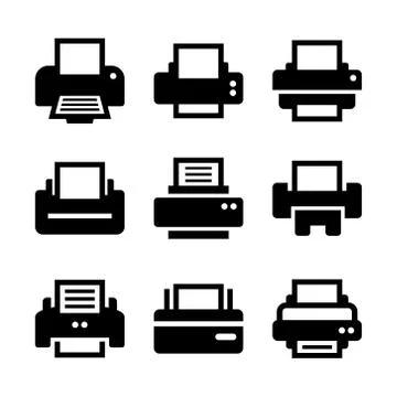 Print  Icon Set Stock Illustration