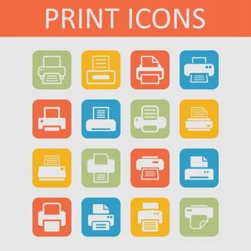 Print icons Stock Illustration