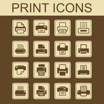 Print icons Stock Illustration