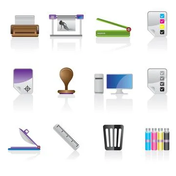 Print industry icons Stock Illustration