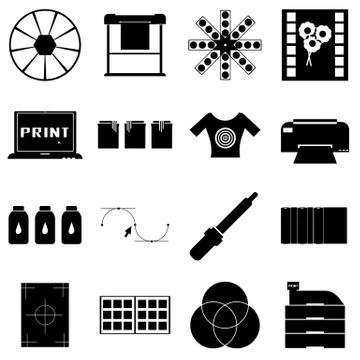 Print items icons set, simple style 스톡 일러스트
