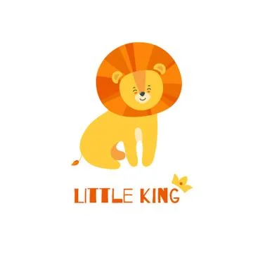Print with lion. Vector illustration in flat style Stock Illustration