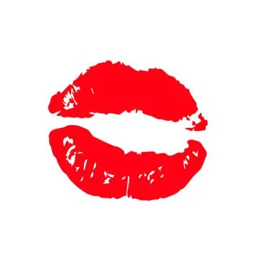 Print of lips kiss vector background Stock Illustration