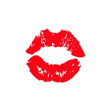 Print of lips kiss vector background Stock Illustration